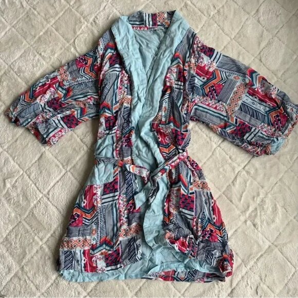 Vera Bradley | Blue Patchwork Bouquet Reversible Robe | Size Small/Medium - Picture 10 of 10